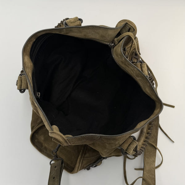 2025 Balenciaga Suede Le City Green Medium Handbag