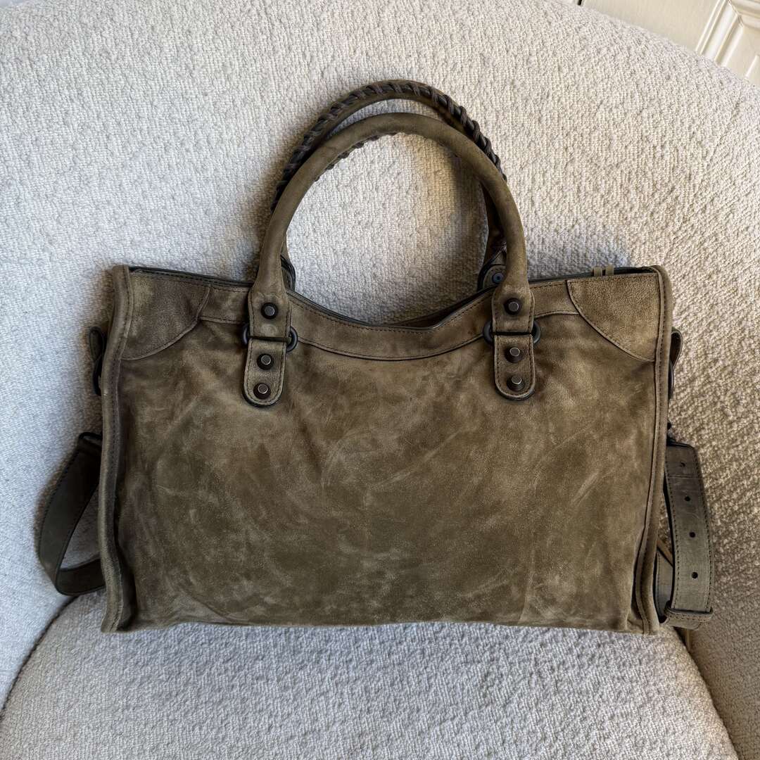 2025 Balenciaga Suede Le City Green Medium Handbag