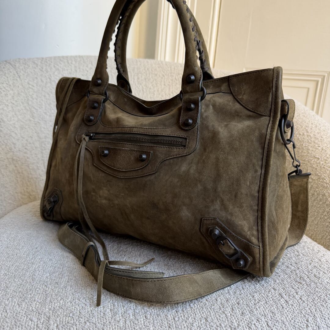 2025 Balenciaga Suede Le City Green Medium Handbag
