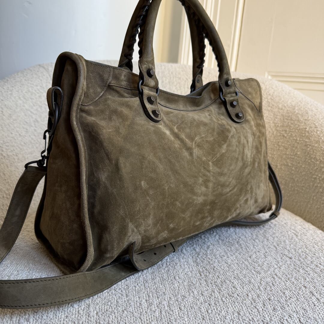 2025 Balenciaga Suede Le City Green Medium Handbag