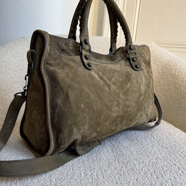 2025 Balenciaga Suede Le City Green Medium Handbag