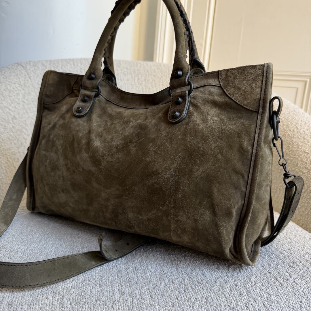 2025 Balenciaga Suede Le City Green Medium Handbag