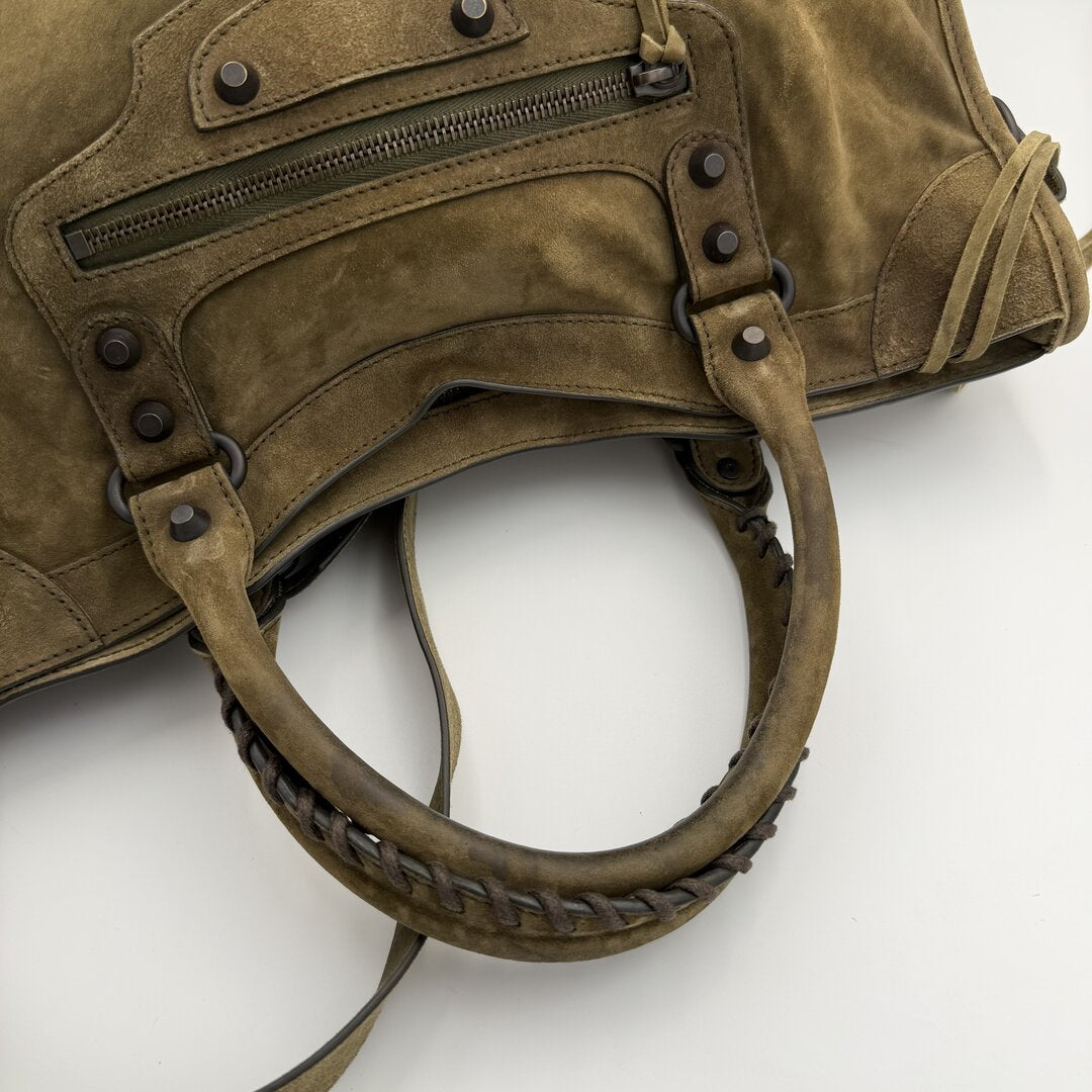 2025 Balenciaga Suede Le City Green Medium Handbag