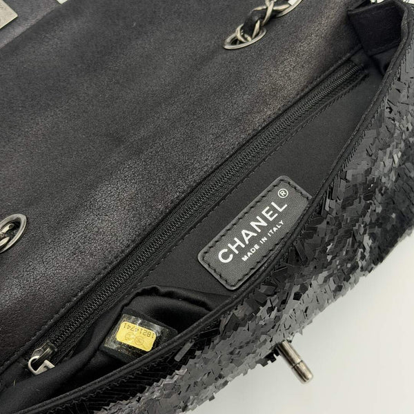 2013 Chanel CC Sequins Black Classic Flap Shoulder Bag