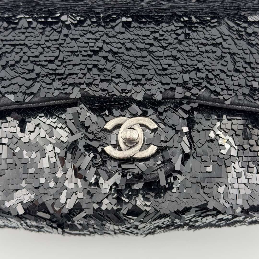 2013 Chanel CC Sequins Black Classic Flap Shoulder Bag