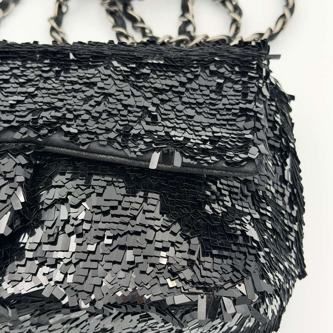 2013 Chanel CC Sequins Black Classic Flap Shoulder Bag