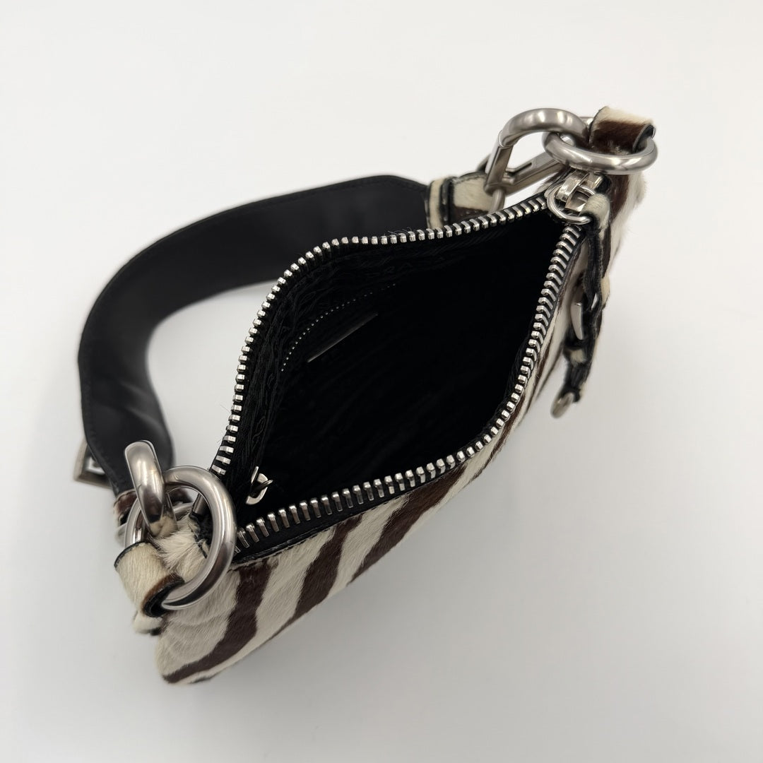 Rare Prada Zebra Pony Hair Shoulder Bag