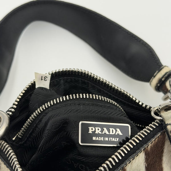 Rare Prada Zebra Pony Hair Shoulder Bag