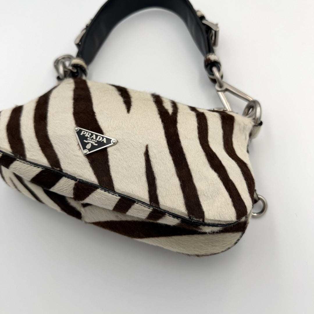 Rare Prada Zebra Pony Hair Shoulder Bag