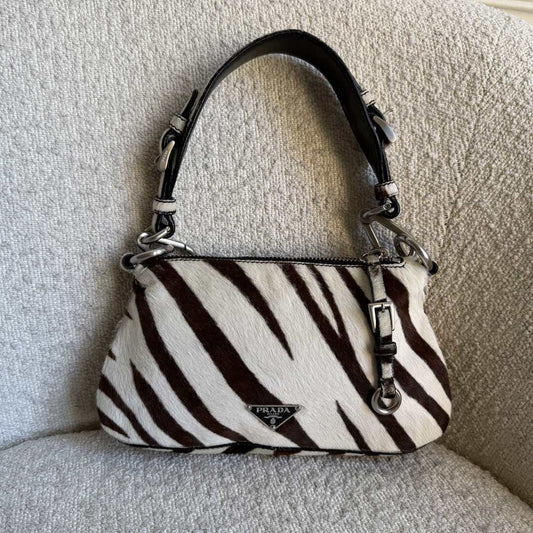 Rare Prada Zebra Pony Hair Shoulder Bag