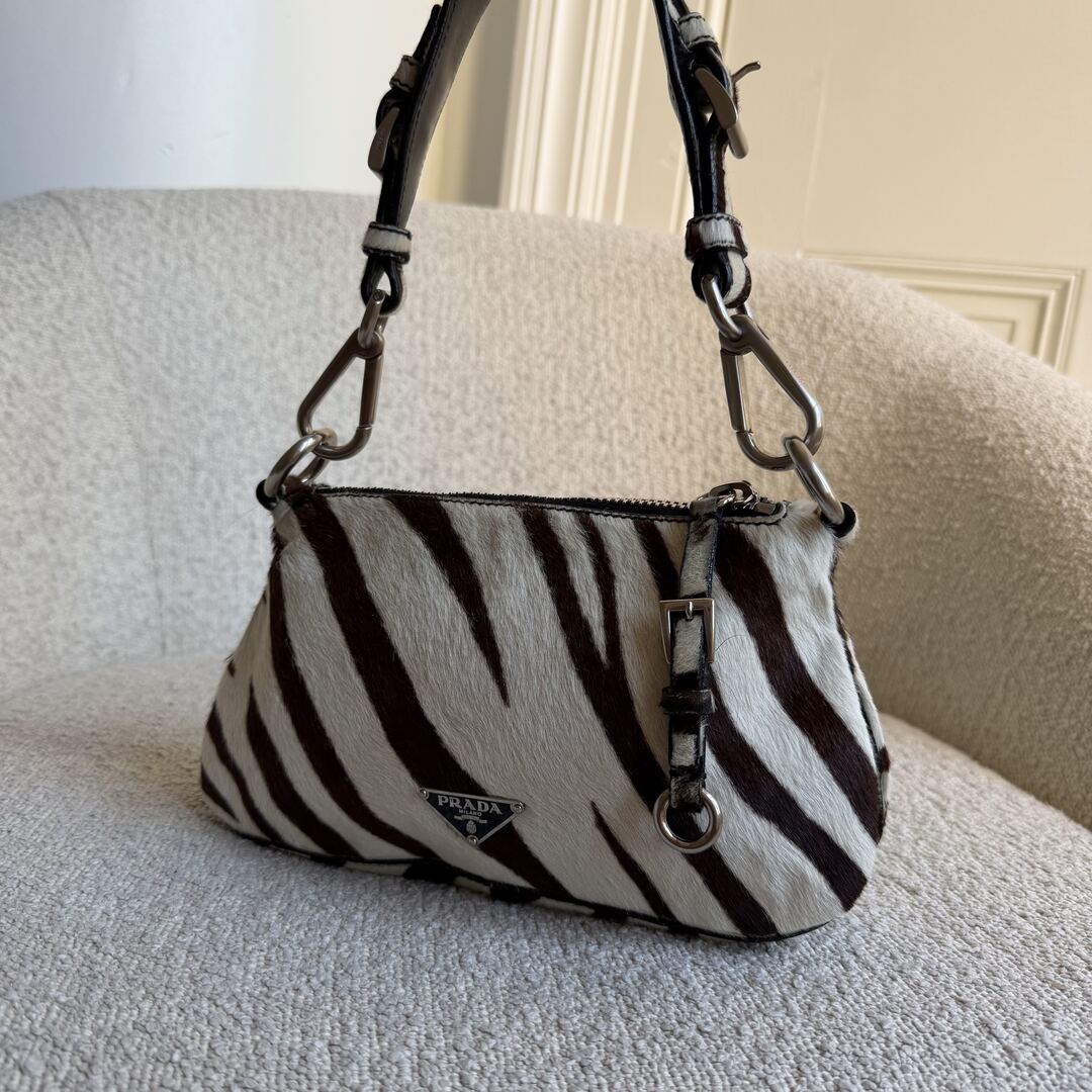 Rare Prada Zebra Pony Hair Shoulder Bag