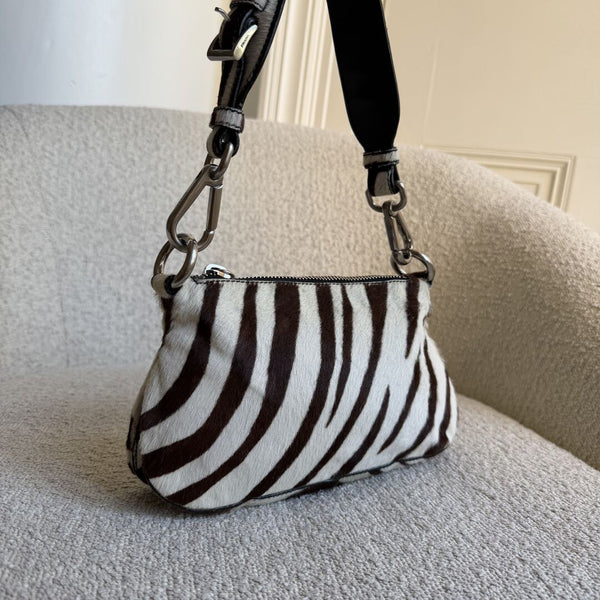 Rare Prada Zebra Pony Hair Shoulder Bag