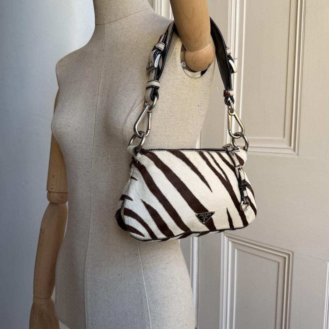 Rare Prada Zebra Pony Hair Shoulder Bag