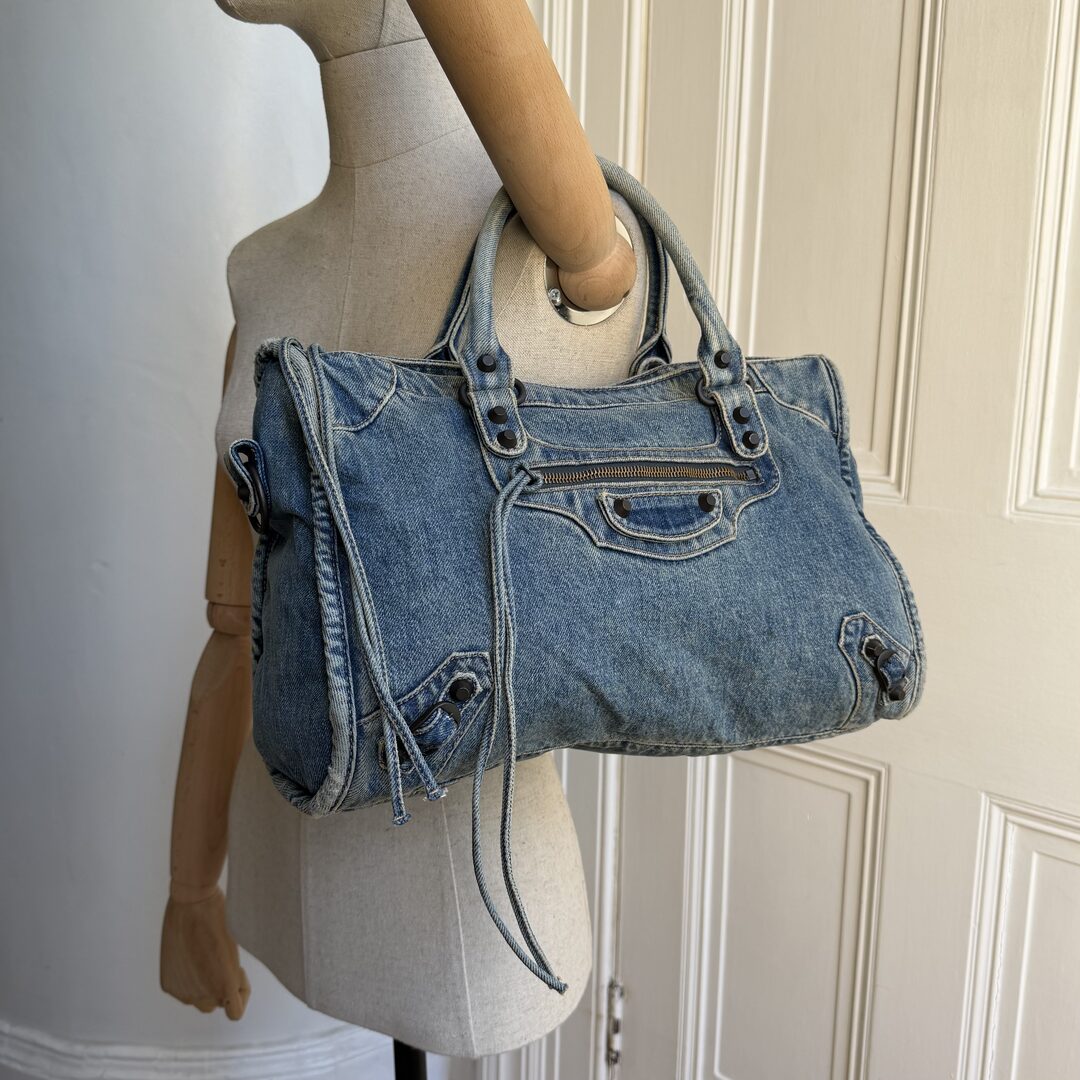 2024 Balenciaga Le City Blue Denim Bag