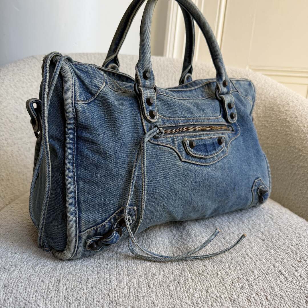 2024 Balenciaga Le City Blue Denim Bag