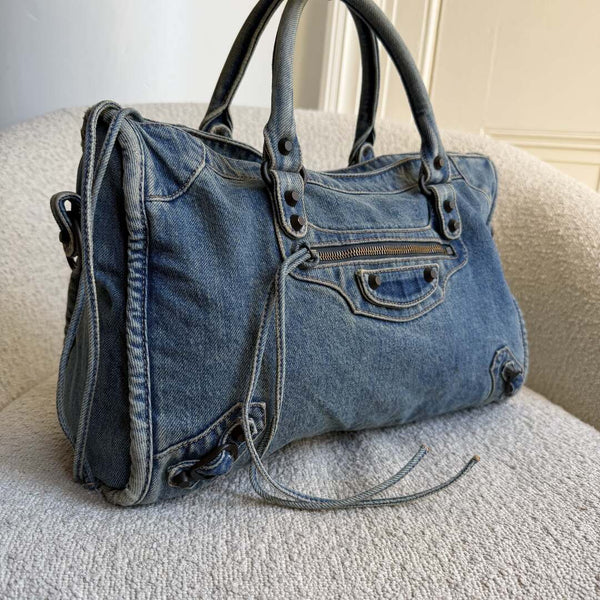 2024 Balenciaga Le City Blue Denim Bag