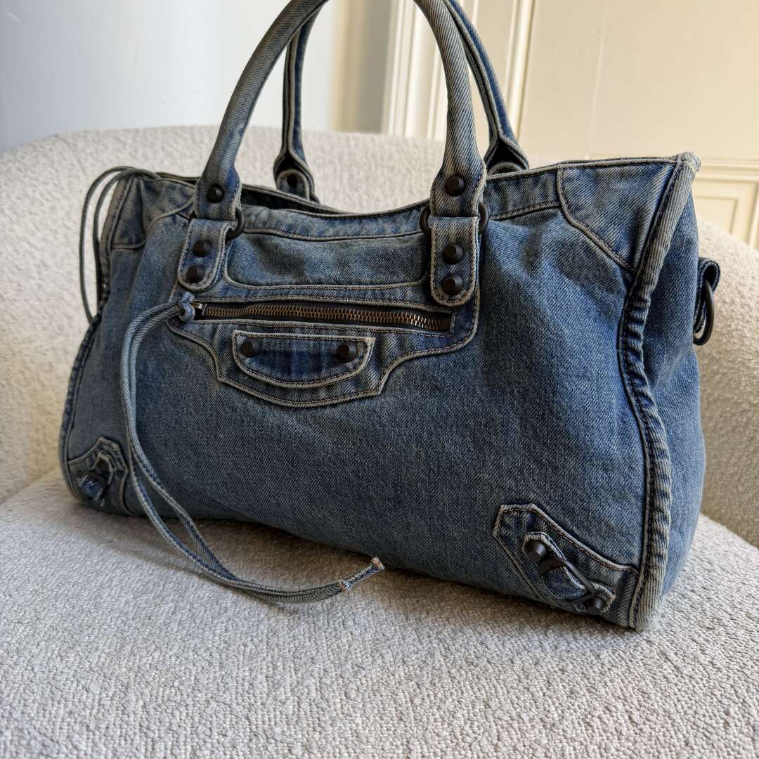 2024 Balenciaga Le City Blue Denim Bag