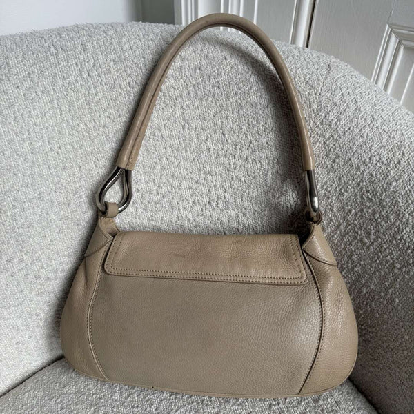2003 Prada Hobo Leather Beige Shoulder Bag