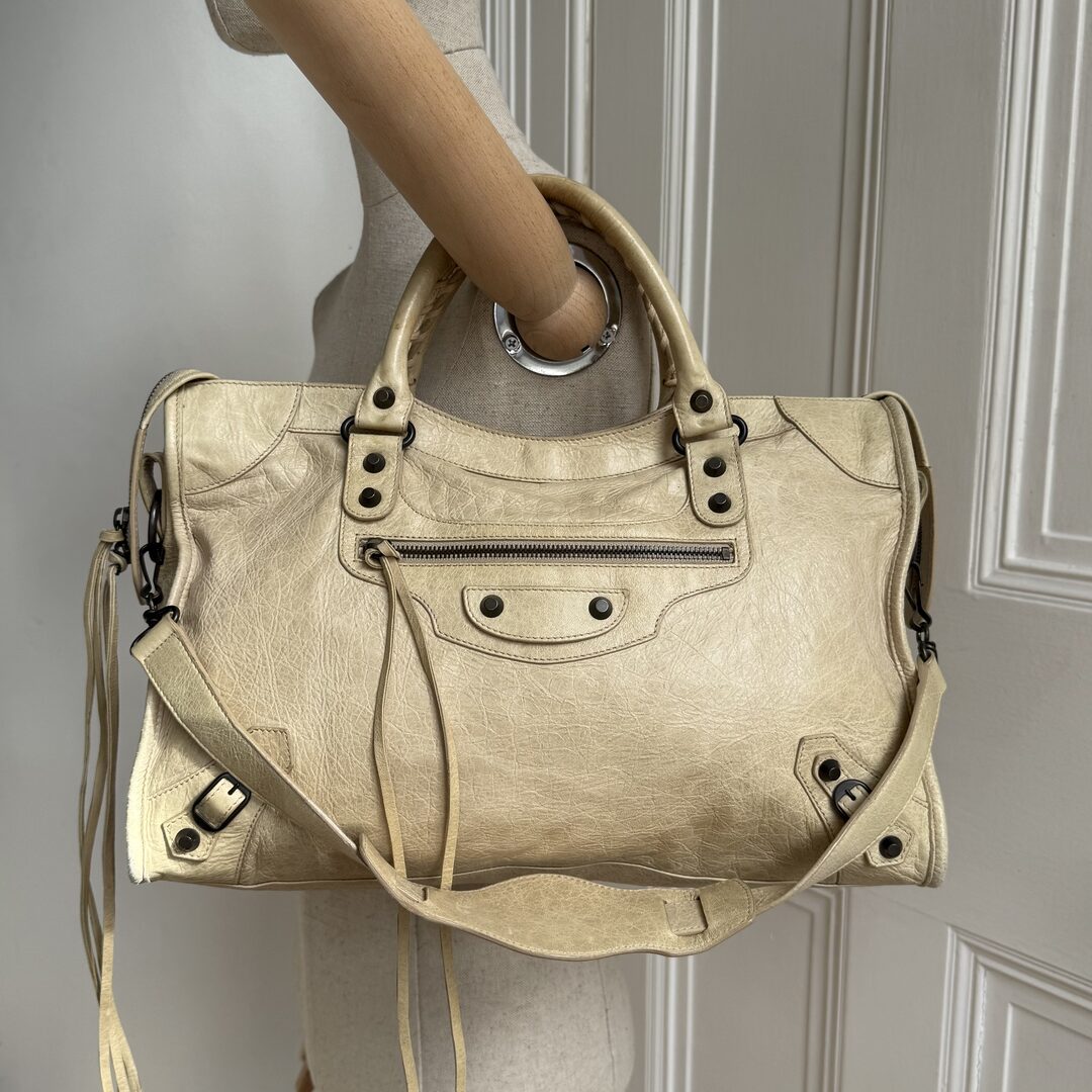 2009 Balenciaga City Beige Yellow Handbag