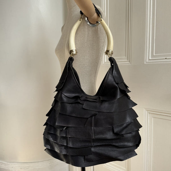 2004 YSL Mombasa Saint Tropez Leather Black Shoulder Bag