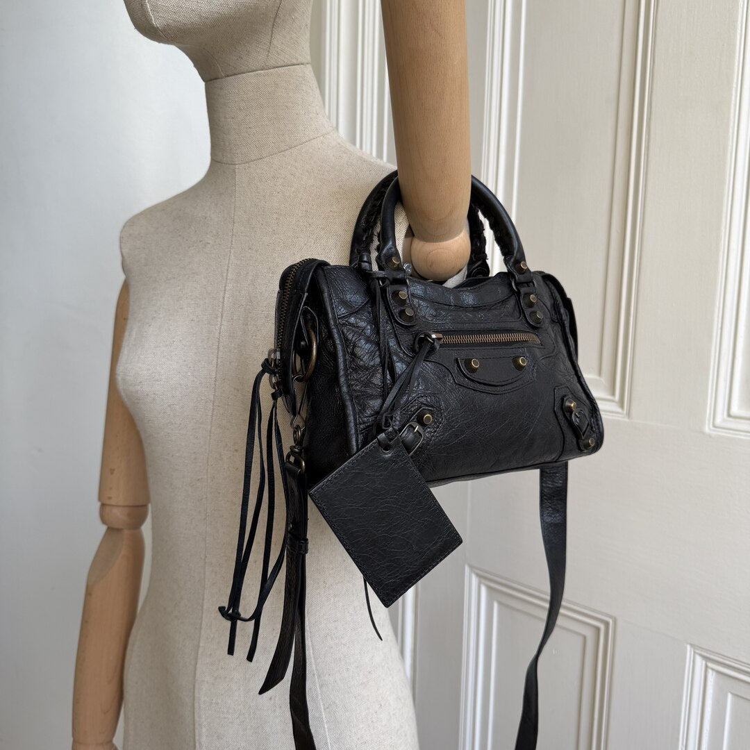 2013 Balenciaga The Mini City Leather Black Bag