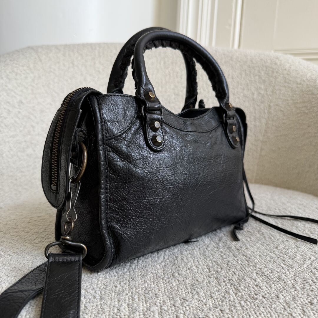 2013 Balenciaga The Mini City Leather Black Bag