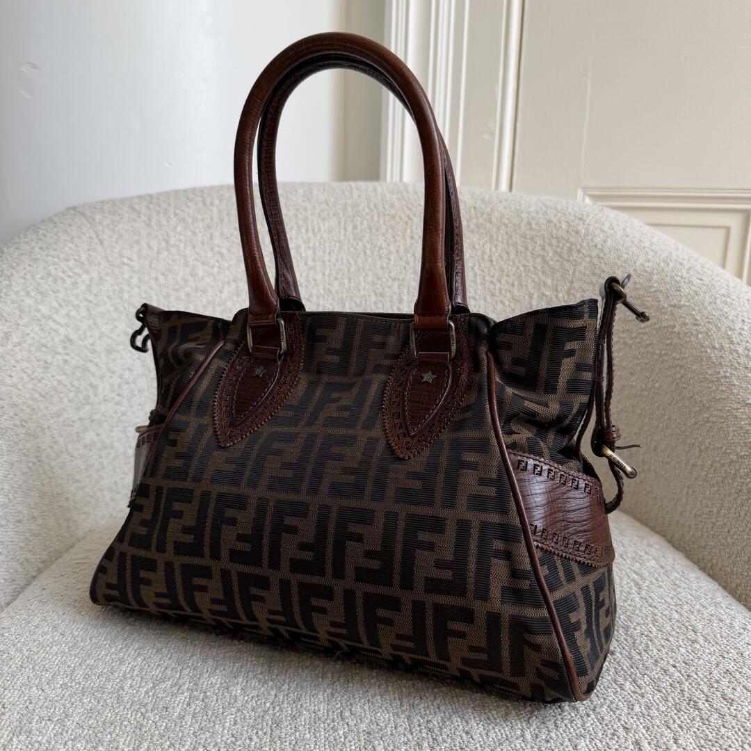 Fendi Zucca Canvas Du Jour Brown Handbag