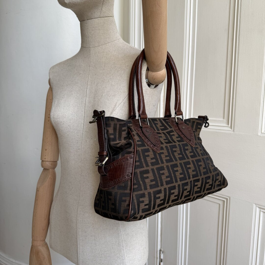 Fendi Zucca Canvas Du Jour Brown Handbag