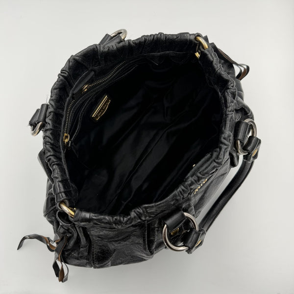Miu Miu Vitello Black Leather Handbag