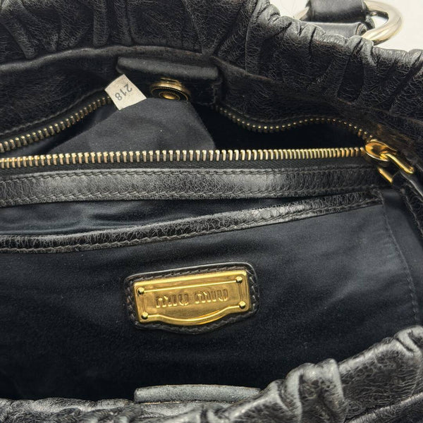 Miu Miu Vitello Black Leather Handbag