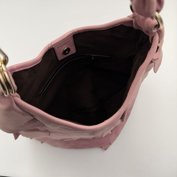 YSL Saint Tropez Suede Leather Pink Shoulder Bag