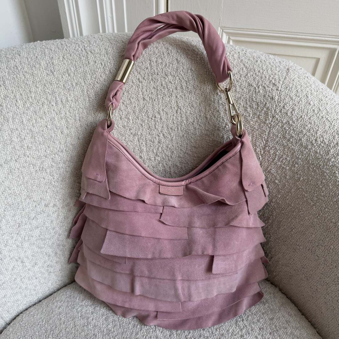 YSL Saint Tropez Suede Leather Pink Shoulder Bag