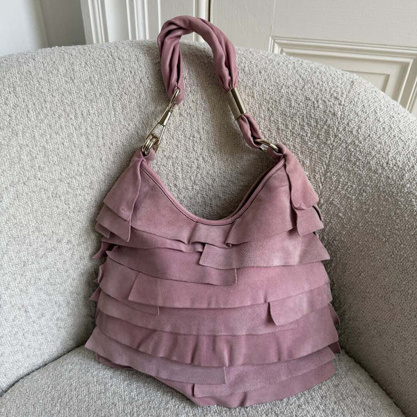 YSL Saint Tropez Suede Leather Pink Shoulder Bag