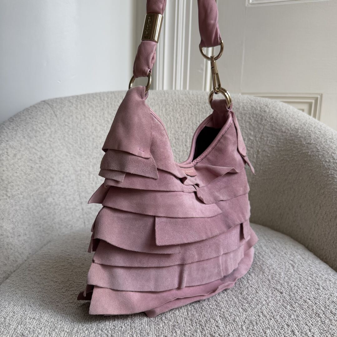 YSL Saint Tropez Suede Leather Pink Shoulder Bag