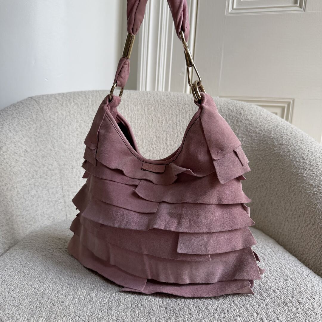 YSL Saint Tropez Suede Leather Pink Shoulder Bag