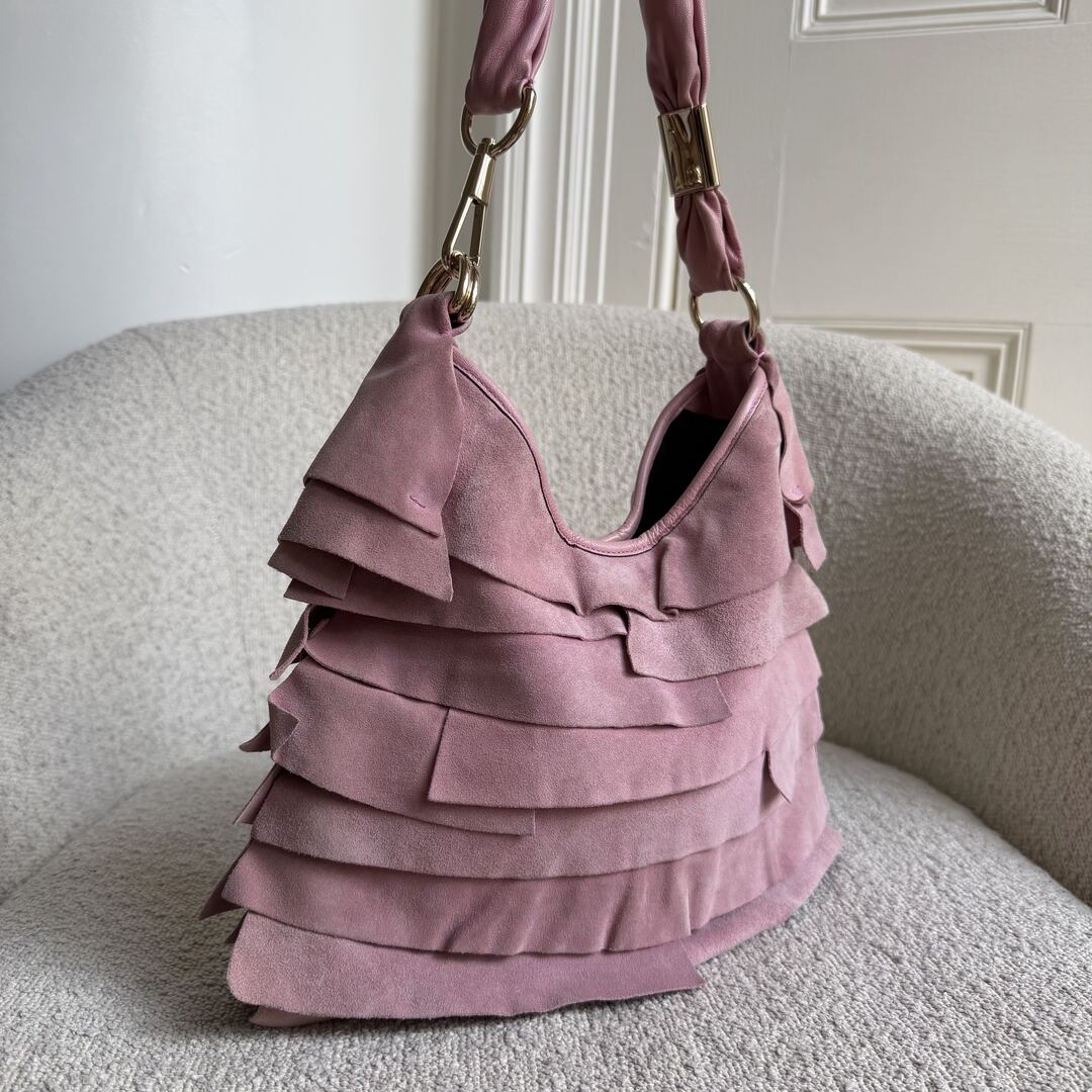 YSL Saint Tropez Suede Leather Pink Shoulder Bag