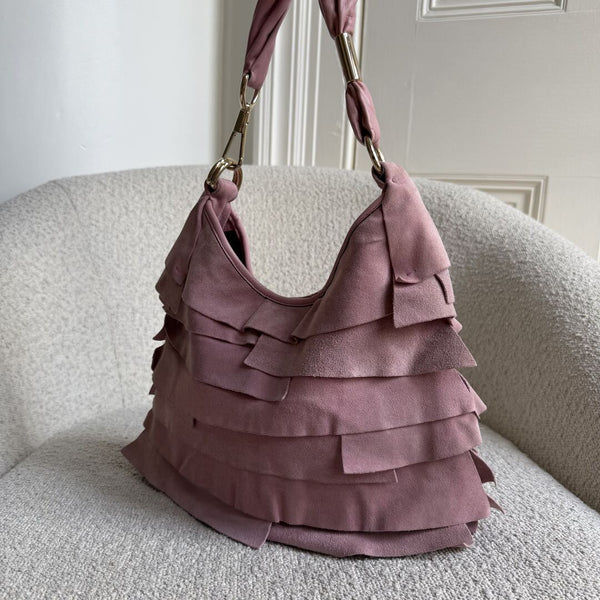 YSL Saint Tropez Suede Leather Pink Shoulder Bag