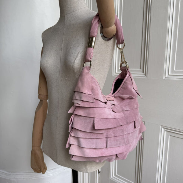 YSL Saint Tropez Suede Leather Pink Shoulder Bag
