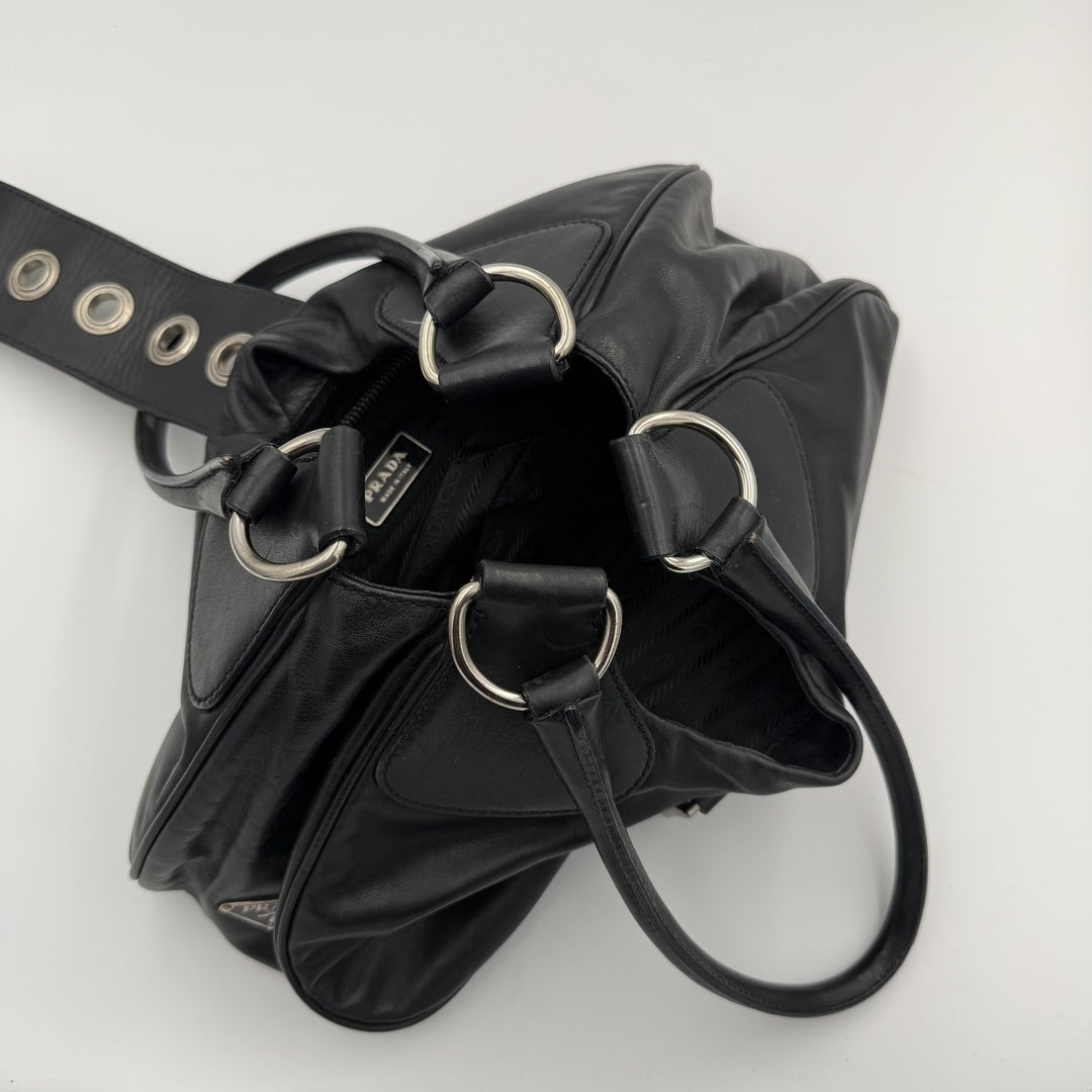 Prada Moon Leather Black Shoulder Bag