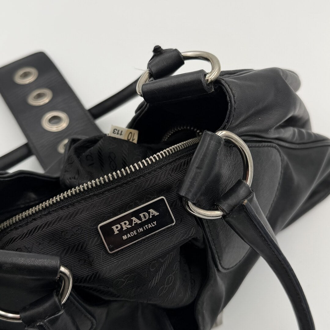 Prada Moon Leather Black Shoulder Bag