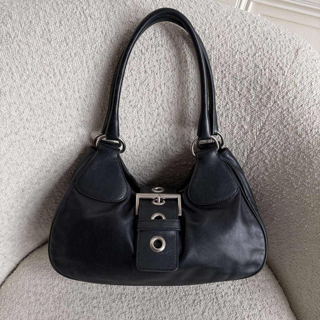 Prada Moon Leather Black Shoulder Bag