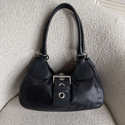 Prada Moon Leather Black Shoulder Bag