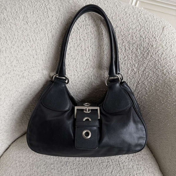 Prada Moon Leather Black Shoulder Bag