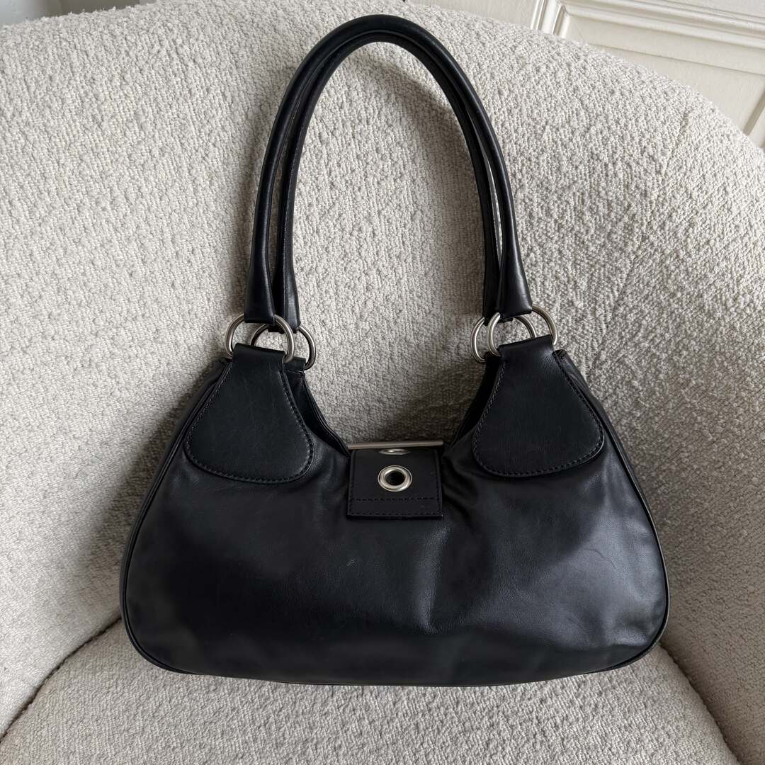 Prada Moon Leather Black Shoulder Bag