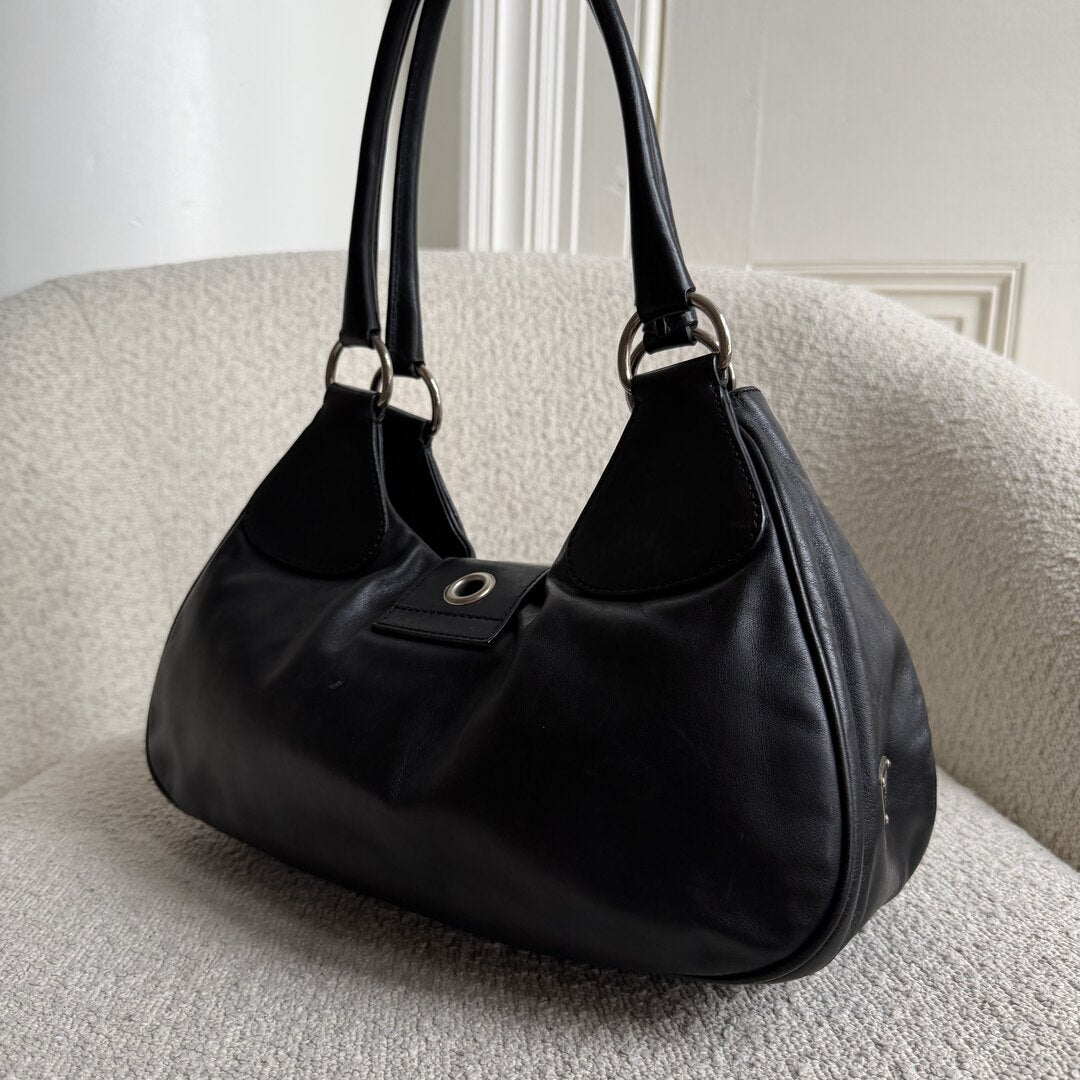 Prada Moon Leather Black Shoulder Bag