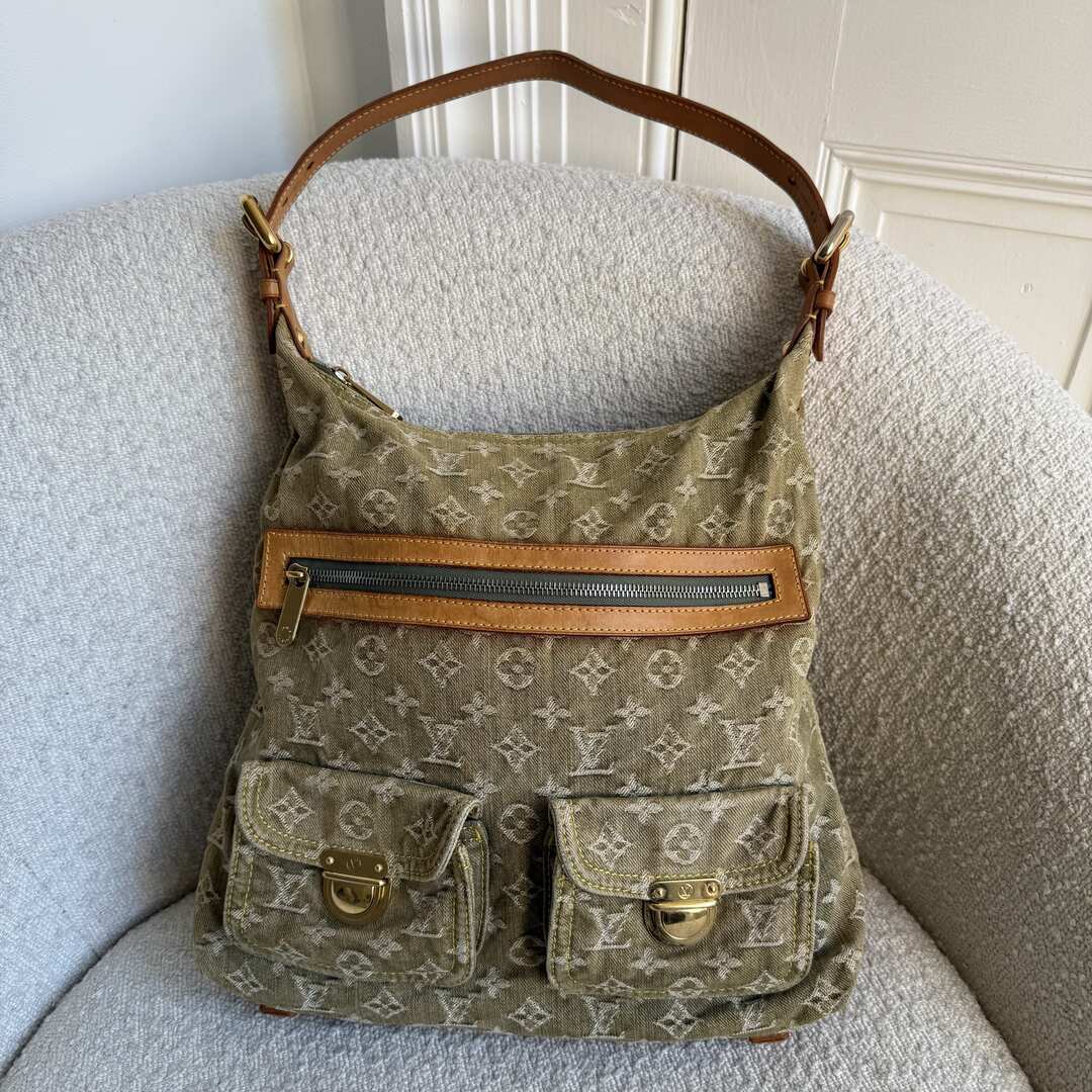 2006 Louis Vuitton Green Denim Baggy GM Shoulder Bag