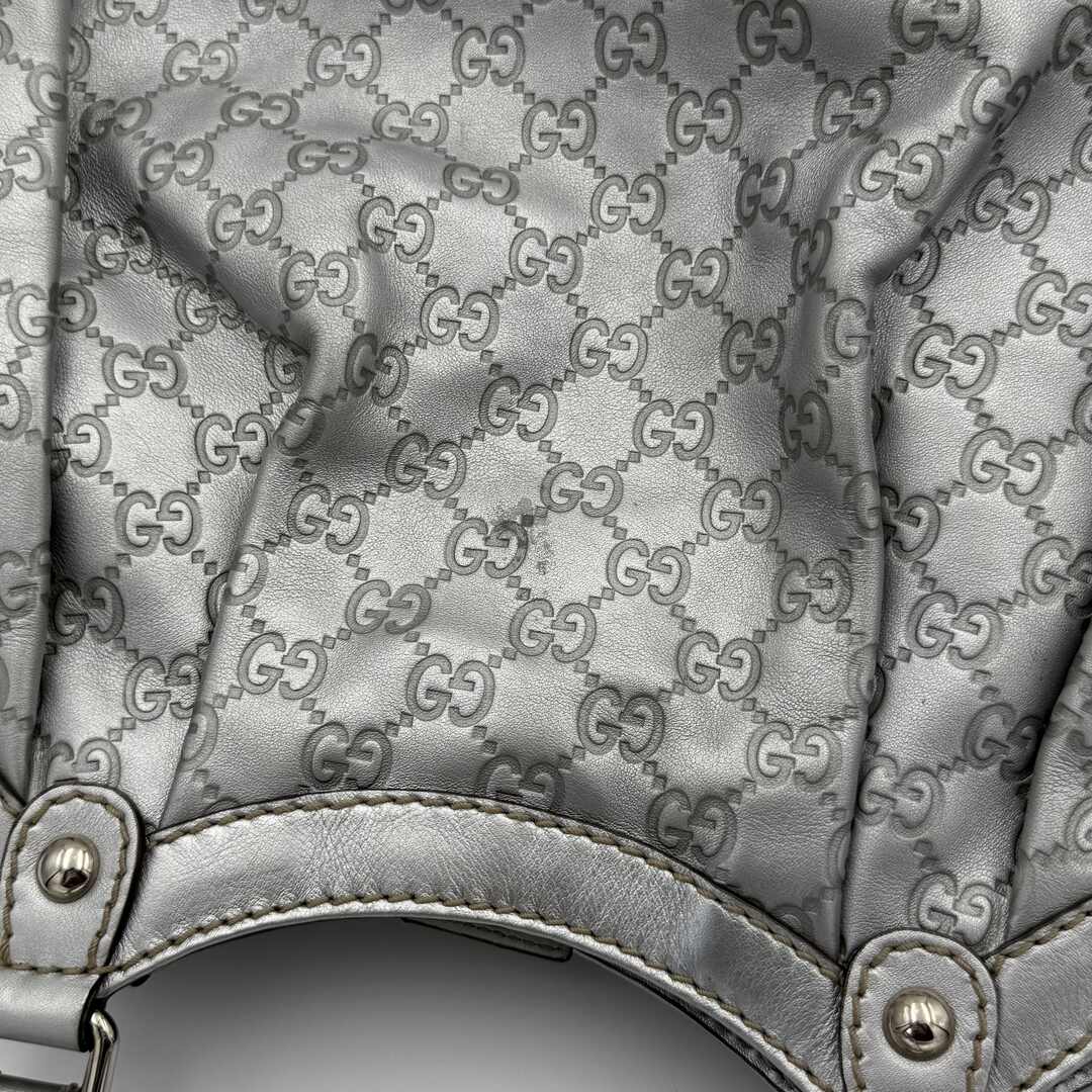 Gucci Sukey Metallic Silver Leather Shoulder Bag