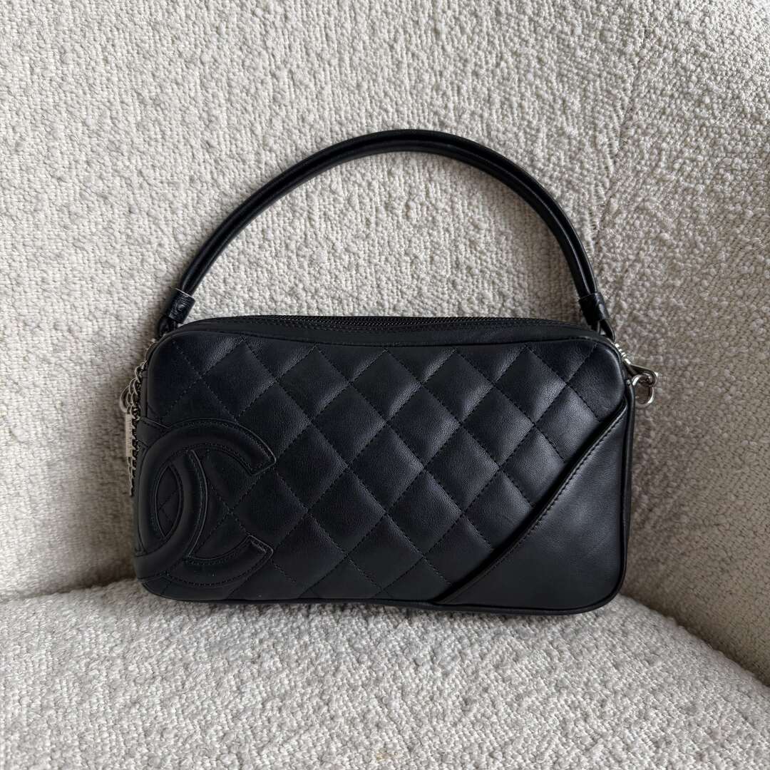 2004 Chanel Cambon Quilted Black Mini Handbag