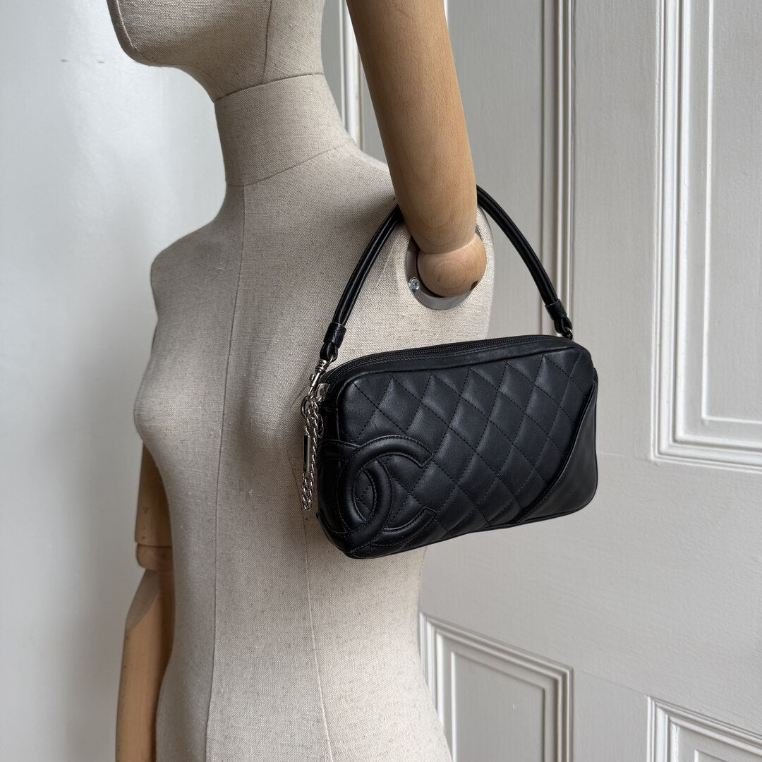 2004 Chanel Cambon Quilted Black Mini Handbag