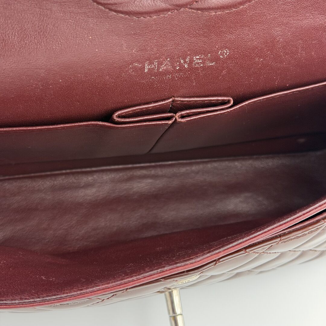 2010 Chanel Timeless Classic Patent Bordeaux Flap Shoulder Bag